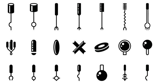 20 Black and White Wine Corkscrew Icons, Vector Corkscrews, Wine Opener Symbols, Bar Tools