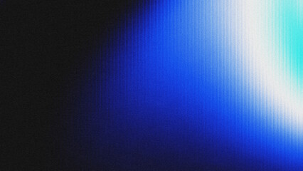 Obraz premium Abstract grainy gradient background with vertical linear textures, transitioning from deep black through rich blue to bright cyan and white.