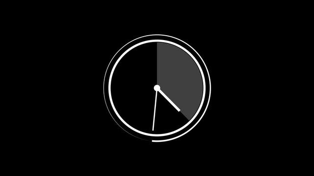 white clock icon isolated on black background.