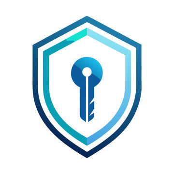 Shield icon with key hole symbol representing digital data security