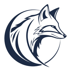 Obraz premium Elegant fox head profile set in a circular frame graphic with wildlife, predator