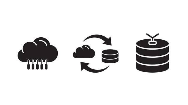 Cloud Computing Data Transfer To Server Icon Set For Technology Concepts