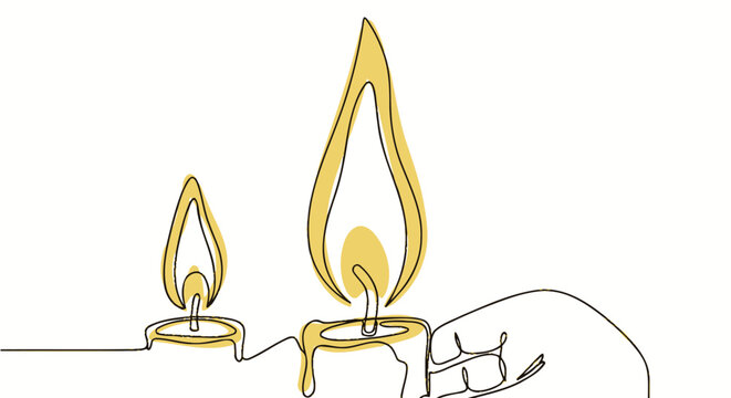 Hand holding melting candle flame.