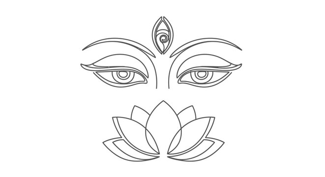 Hindu Goddess Face Line Drawing.