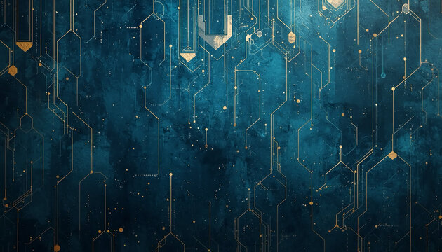 Abyssal Circuit Golem, Neon Blue Interface Lattice, Azure HexaGrid Sanctuary Golden Node Atlas CyberVein Signal Terrain Blue Circuit Veil Network Midnight Tech Constellation Arctic Data Passageway 
