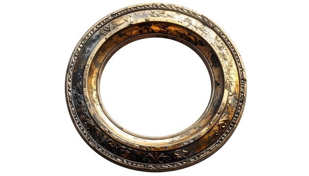 Ancient Golden Ring Ornate Detail Isolated Transparent Background 3D Render