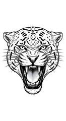 Fototapeta premium Angry Leopard Face Illustration Transparent Background Wild Animal