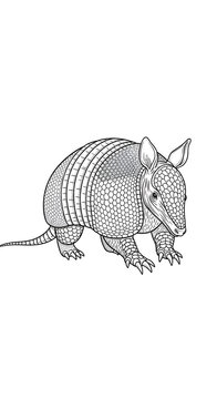 Armadillo Illustration Isolated Transparent Background Black And White Cute Mammal