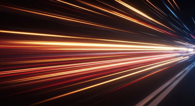 Futuristic abstract background illustrating rapid acceleration and powerful movement with glowing light trails and energetic streaks, futuristic, space, light
