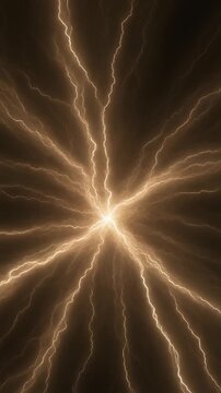 シャンパンベージュ 電撃コア 中心に集まる電光 黒背景