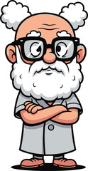 Fototapeta premium Cartoon Scientist With Big Beard and Glasses