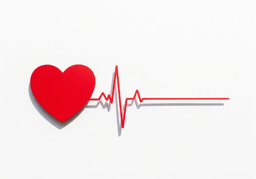 心電図の波形と赤いハート