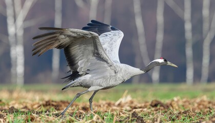 Fototapeta premium Crane takes flight.