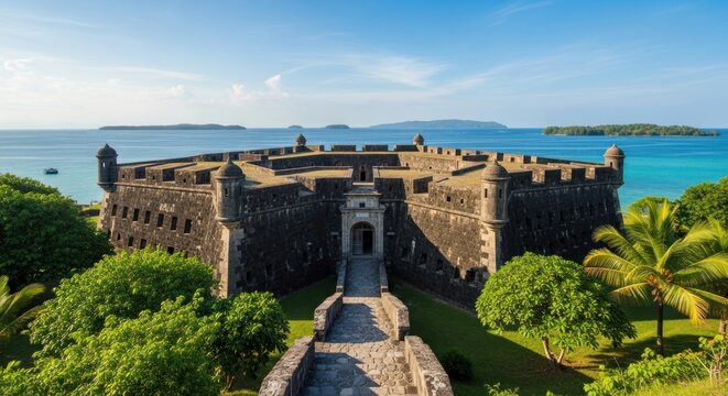 Historic Fort of Nossa Senhora dos Prazeres on Itaparica Island, Bahia, Brazil.