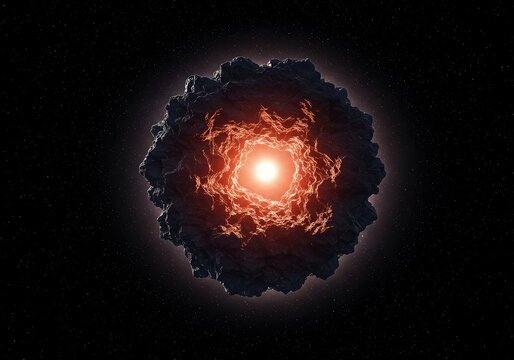 Abstract dark cosmic background showing a crushing point of infinite mass and gravity, deep space phenomenon, concept, cosmic, collapse