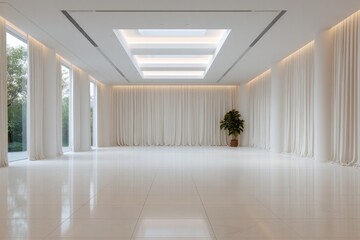 Fototapeta premium Spacious Interior Design: A bright, minimalist interior with clean lines, and an abundance of natural light creates an inviting, serene atmosphere.