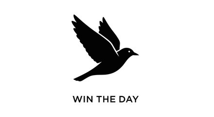 Naklejka premium Silhouette of a bird in flight, with the text 