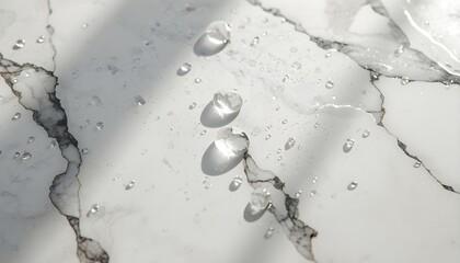 Marble Surface With Water Droplets Close Up