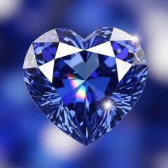 Fototapeta premium Stunning Heart-Shaped Blue Sapphire Gemstone with Brilliant Facets.