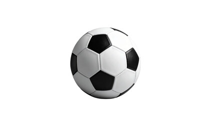 Fototapeta premium Classic black and white leather soccer ball isolated on white background for sports equipment catalog.