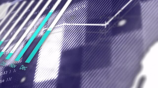Data HUD bar chart shifting and panning while camera panning right, revealing month trend and value