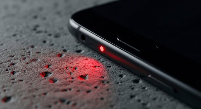 Smartphone with red notification light.