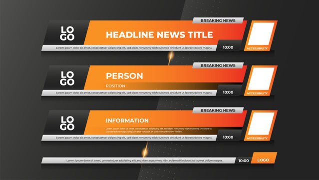 yellow lower third with accessibility for television and stream channel