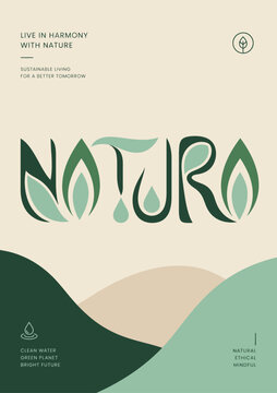 Natura Logo with Sustainable Living Message and Nature Elements Smart Farming AgTech Micro-farming S