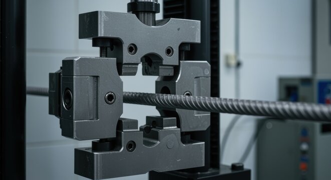 Rebar tensile testing machine measures metal strength in industrial laboratory