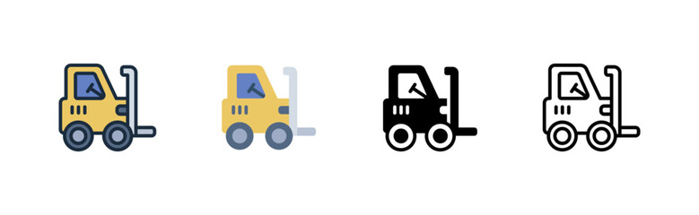 forklift icon. lift truck. warehouse vehicle. pallet moving. © andinur