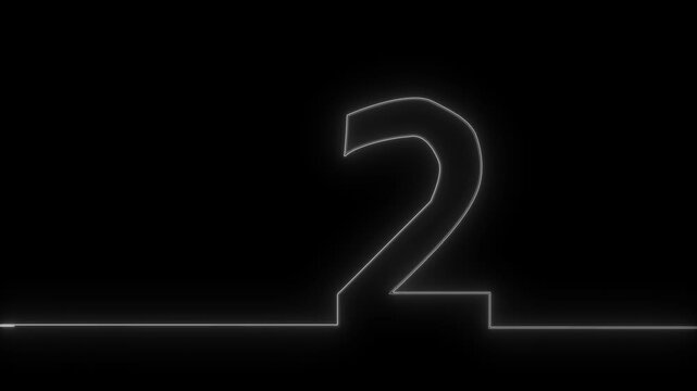 White outline of the number 2 with a horizontal line on a black background digit numeral