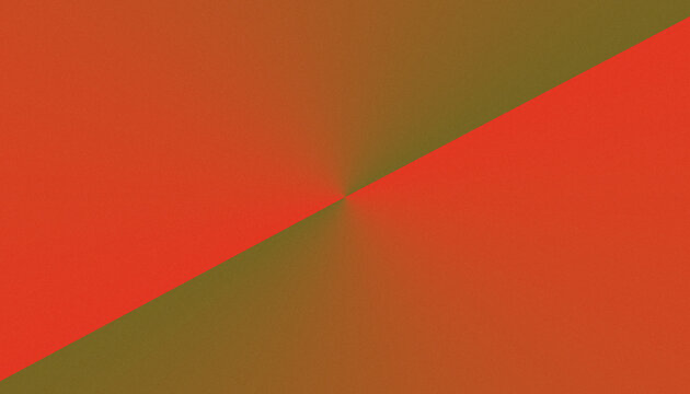 Abstract background with diagonal split in vibrant red and olive green colors with subtle grain texture