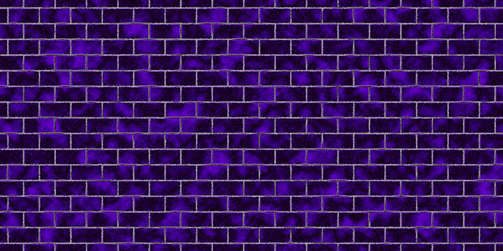 Dark purple brick wall texture background seamless pattern of indigo bricks with dark mortar