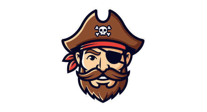 Bearded pirate captain wearing tricorn hat and eye patch