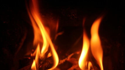 Fototapeta premium a dark fireplace with glowing embers. 