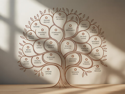 Family tree diagram with names and relationships