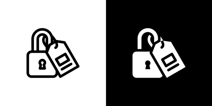 Lockout Tagout Security icon concept with flat Black White Background. Vector illustration.