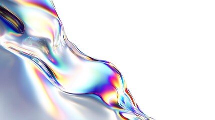 Fototapeta premium Prismatic Liquid Flow: An abstract display showcasing a dynamic liquid flow adorned with a spectrum of iridescent colors.