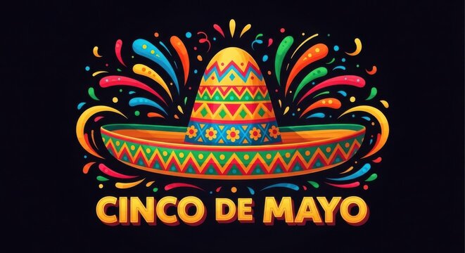 Vibrant Cinco de Mayo celebration with colorful sombrero