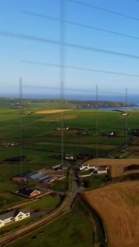 Vertical video: Overlay appearing, drone descending and drifting, telemetry updating for survey