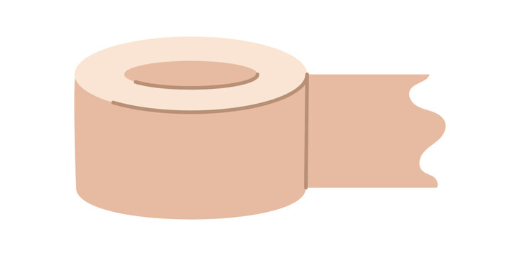 Cartoon tape glue icon in soft beige color. Adhesive roll as simple school stationery and craft supply. Minimal materials for artist toolkit and diy class, cute accessory object for education or