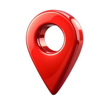 3D red map pin icon, symbolizing navigation, travel, and digital location awareness.