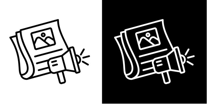 Newspaper Icon Set White Style Collection