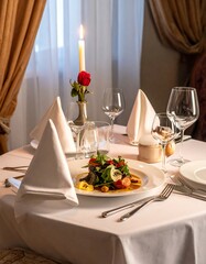 Fototapeta premium Elegant Table Setting with Fine Dining.