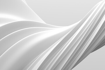 Fototapeta premium Smooth flowing white fabric like waves on neutral backdrop for elegant abstract background and product display wallpaper.3d render