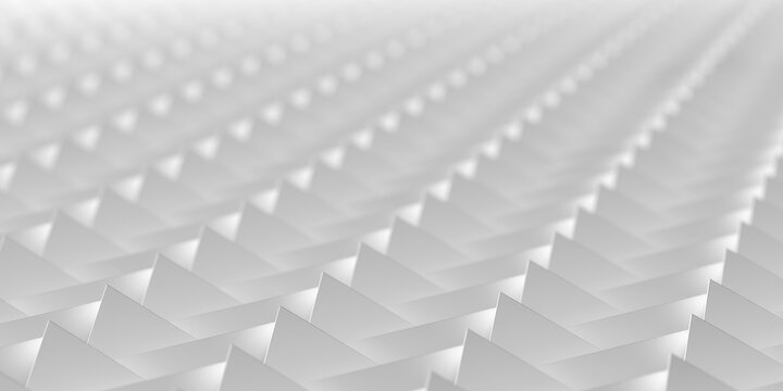 Repeating white triangular ridge pattern background for minimalist wallpaper and abstract surface design.3d render