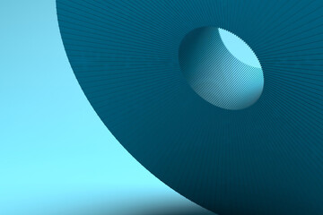 Obraz premium Abstract teal circular architectural opening with ribbed surface for modern background and wallpaper design.3d render
