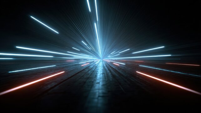 Light Speed in the Digital Age: Abstract visualization of light trails symbolizing high-speed data transmission and technological advancement.