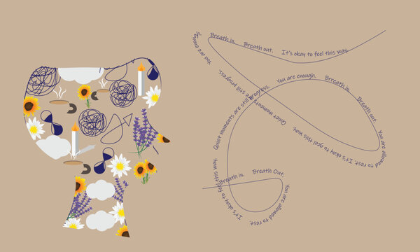 Abstract Healthcare and Wellness Illustration with Human Mind Concept. The composition reflects themes of mental clarity, emotional balance, and self-awareness