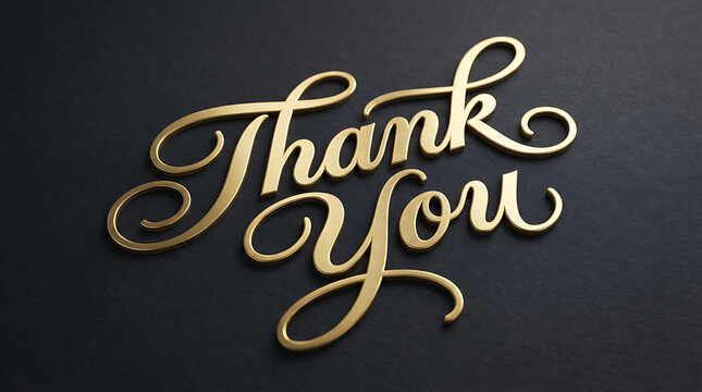 Golden thank you message in elegant cursive script